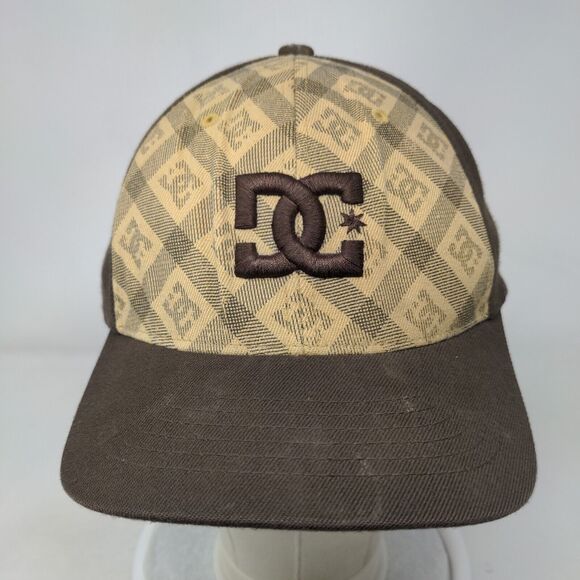 DC Shoes Fitted Hat Brown S-M Flexfit Embroidered Logo Colorblock 6 Panel - Picture 2 of 9